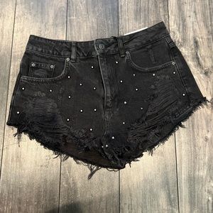 Topshop Studded Denim Shorts